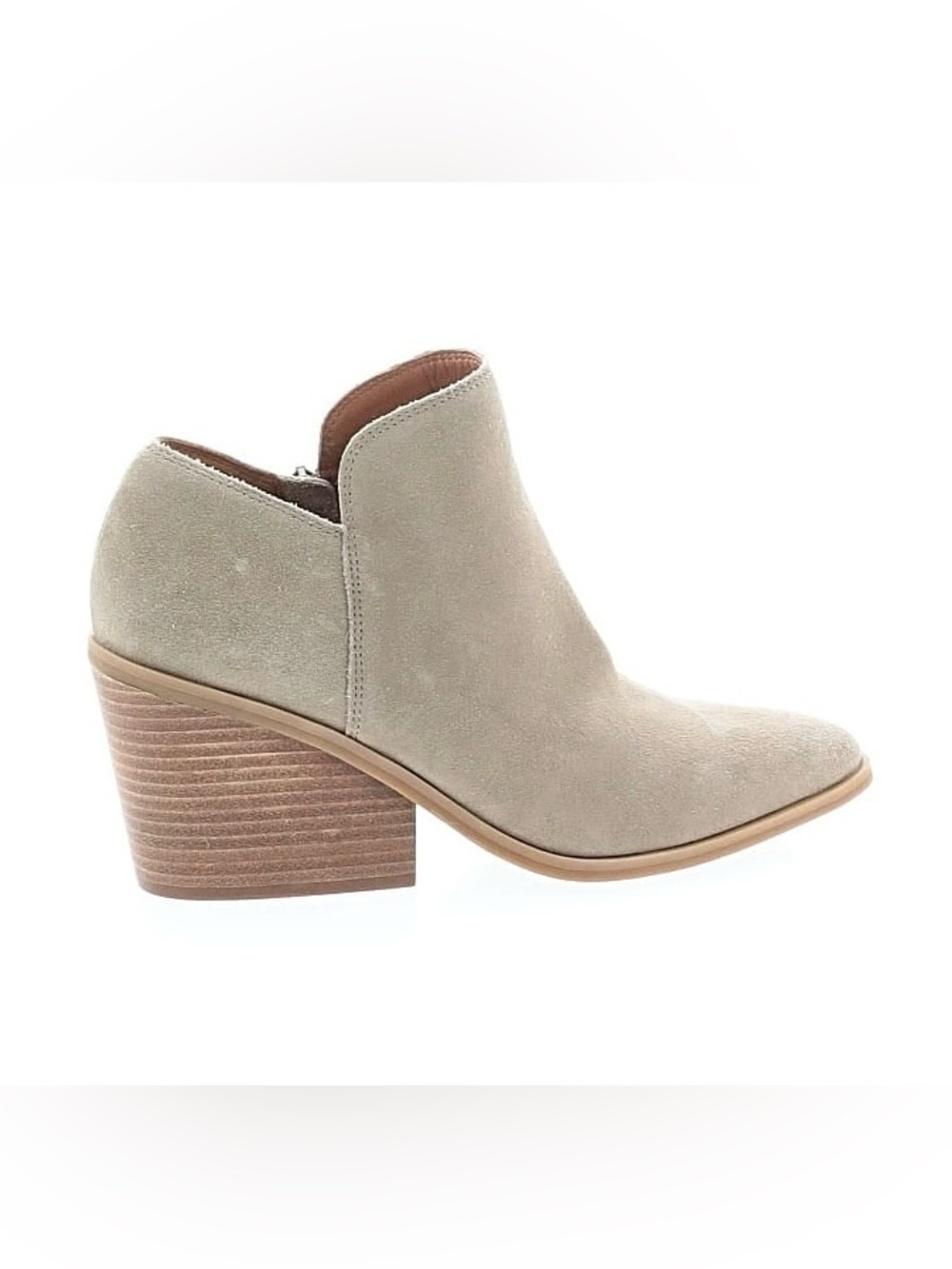 size 8, 9 LUCKY Brand Stayci Ankle Boots Womens Beige Suede Side Zip NEW booties